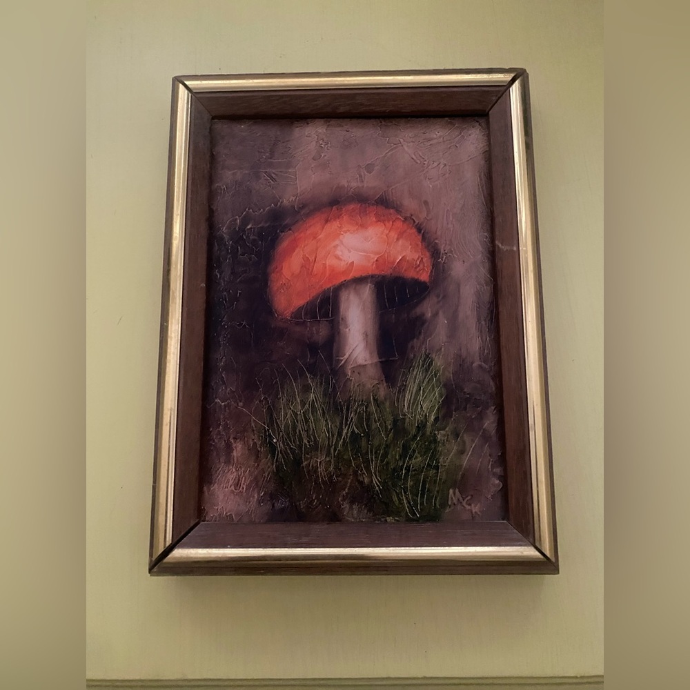VINTAGE MUSHROOM OIL PAINTING Size 8 x 6 Inches - Picture 1 of 3